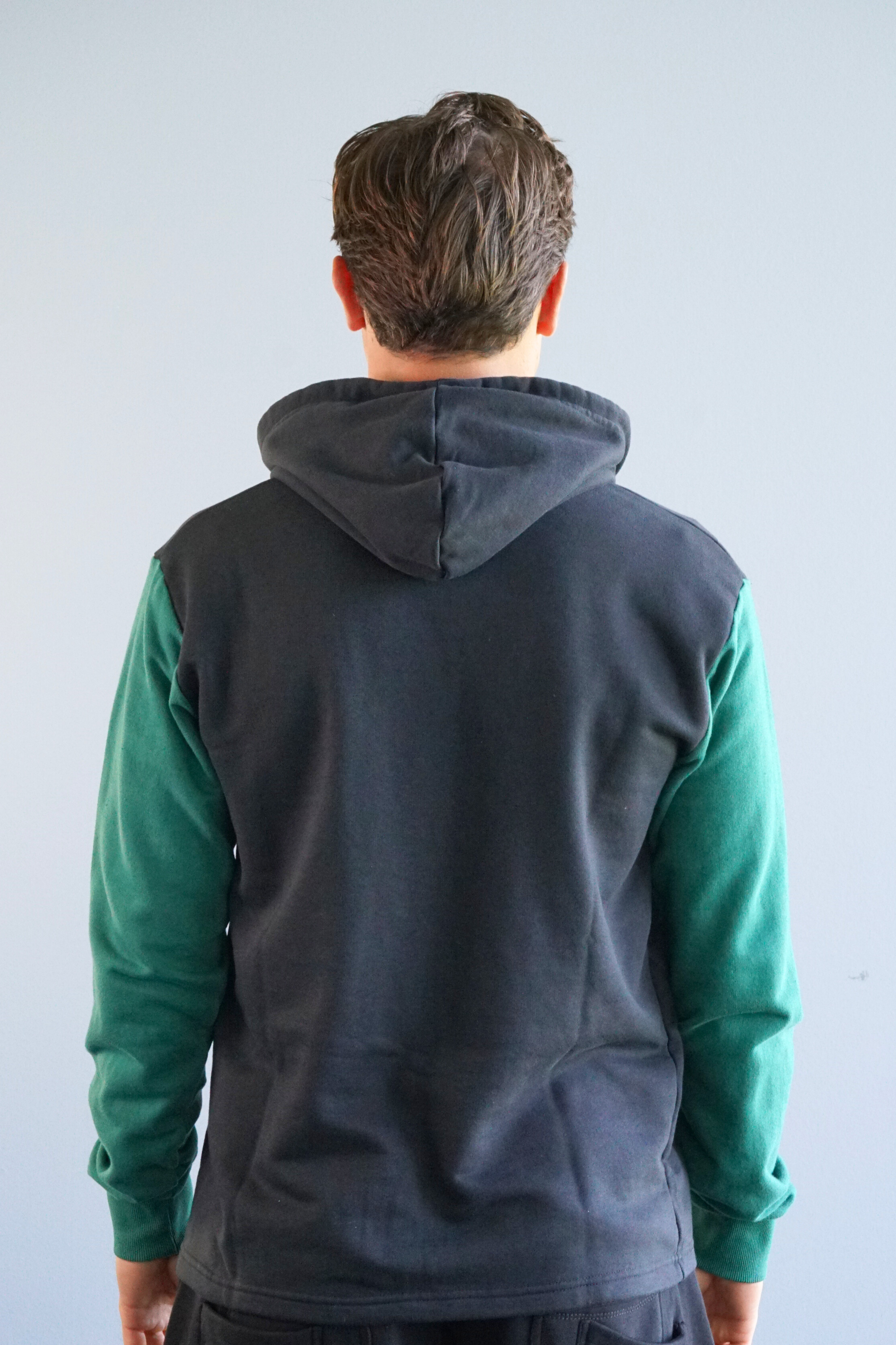 Crest Logo zip up hoodie with green sleeves